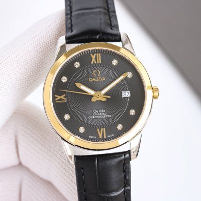 Omega Swiss ETA 2824 Movement Stainless Steel Cowhide Leather Strap 40MM Watch